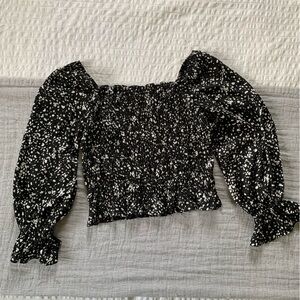 A New Day Puff Sleeve | Black and White Puff Sleeve | size Medium